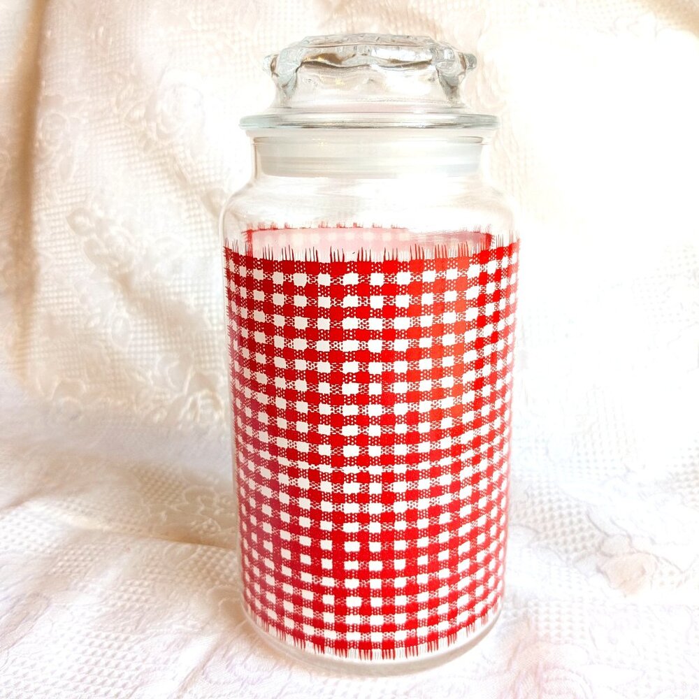 Glass Canister Red Gingham Check